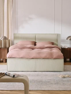 Camas Tapizadas|Camas>Westwing Collection Cama tapizada de pana Dream Blanco Off White