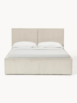 Camas Tapizadas|Camas></noscript>Westwing Collection Cama tapizada de pana Dream Blanco Off White