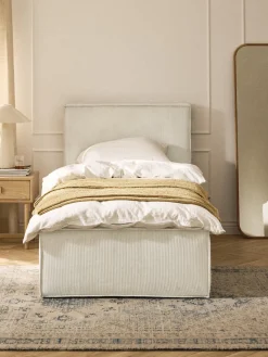 Camas Individuales|Camas Tapizadas>Westwing Collection Cama tapizada de pana Dream Pana blanco Off White