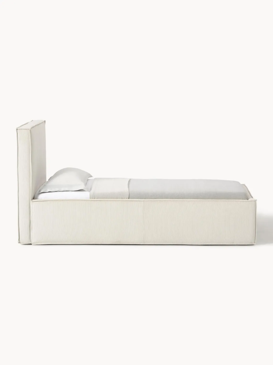 Camas Individuales|Camas Tapizadas>Westwing Collection Cama tapizada de pana Dream Pana blanco Off White