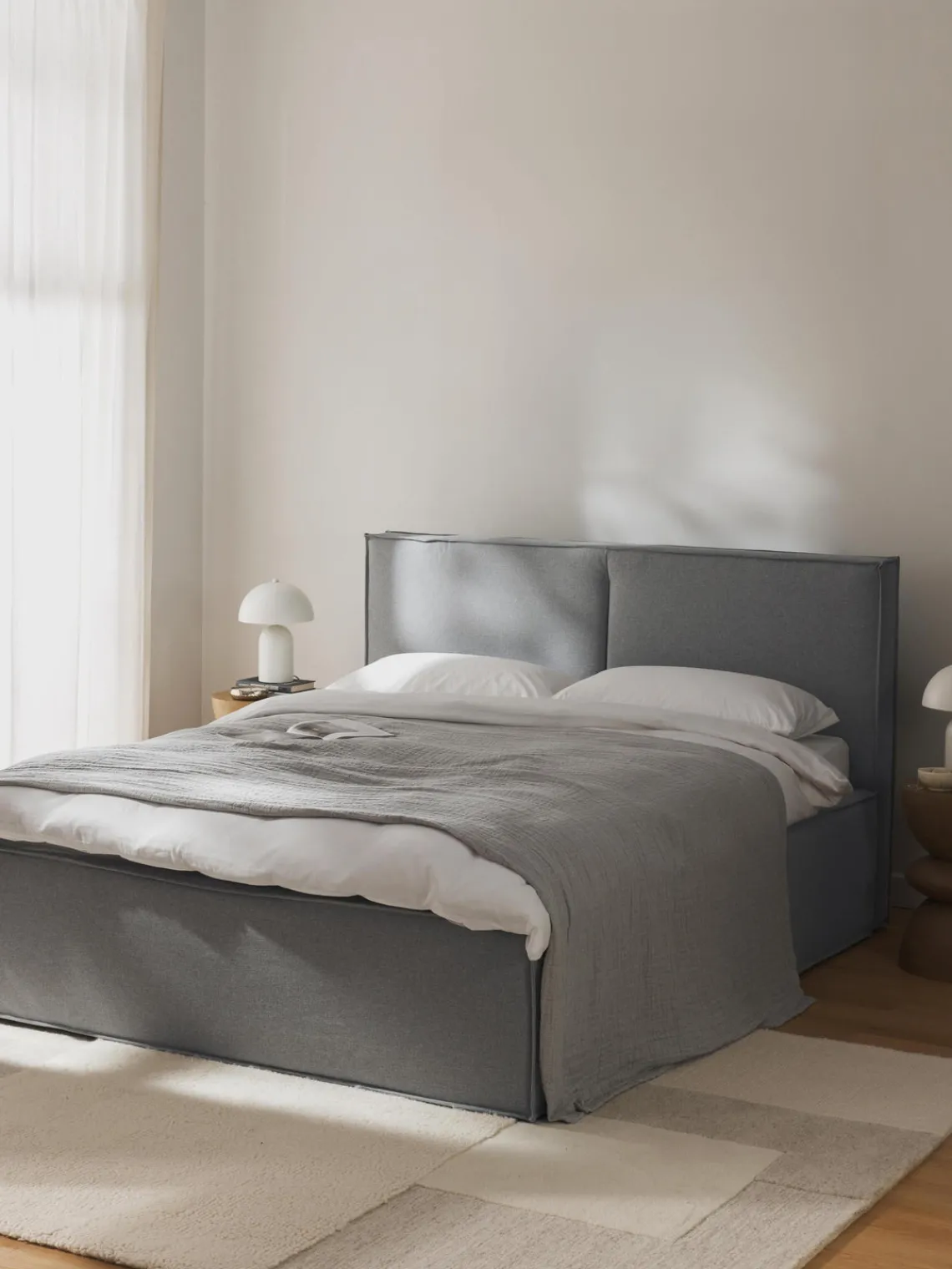 Camas Tapizadas|Camas>Westwing Collection Cama tapizada Dream Tejido fino gris antracita