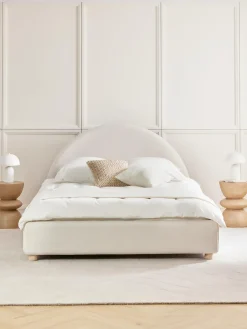 Camas Tapizadas|Camas>Westwing Collection Cama tapizada Ebba, con espacio de almacenamiento Tejido grueso beige claro