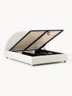 Camas Tapizadas|Camas></noscript>Westwing Collection Cama tapizada Ebba, con espacio de almacenamiento Tejido grueso beige claro