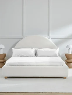 Camas Tapizadas|Camas>Westwing Collection Cama tapizada en borreguillo Ebba, con espacio de almacenamiento Borreguillo blanco
