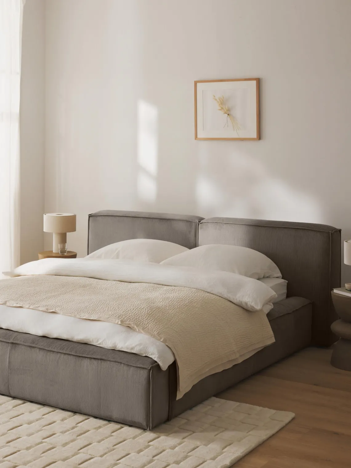 Online Cama tapizada en pana Lennon Camas Tapizadas|Camas