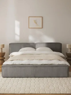 Online Cama tapizada en pana Lennon, con espacio de almacenamiento Camas Tapizadas|Camas