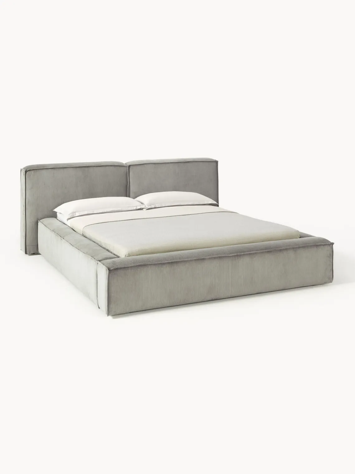 Camas Tapizadas|Camas>Westwing Collection Cama tapizada en pana Lennon Pana gris