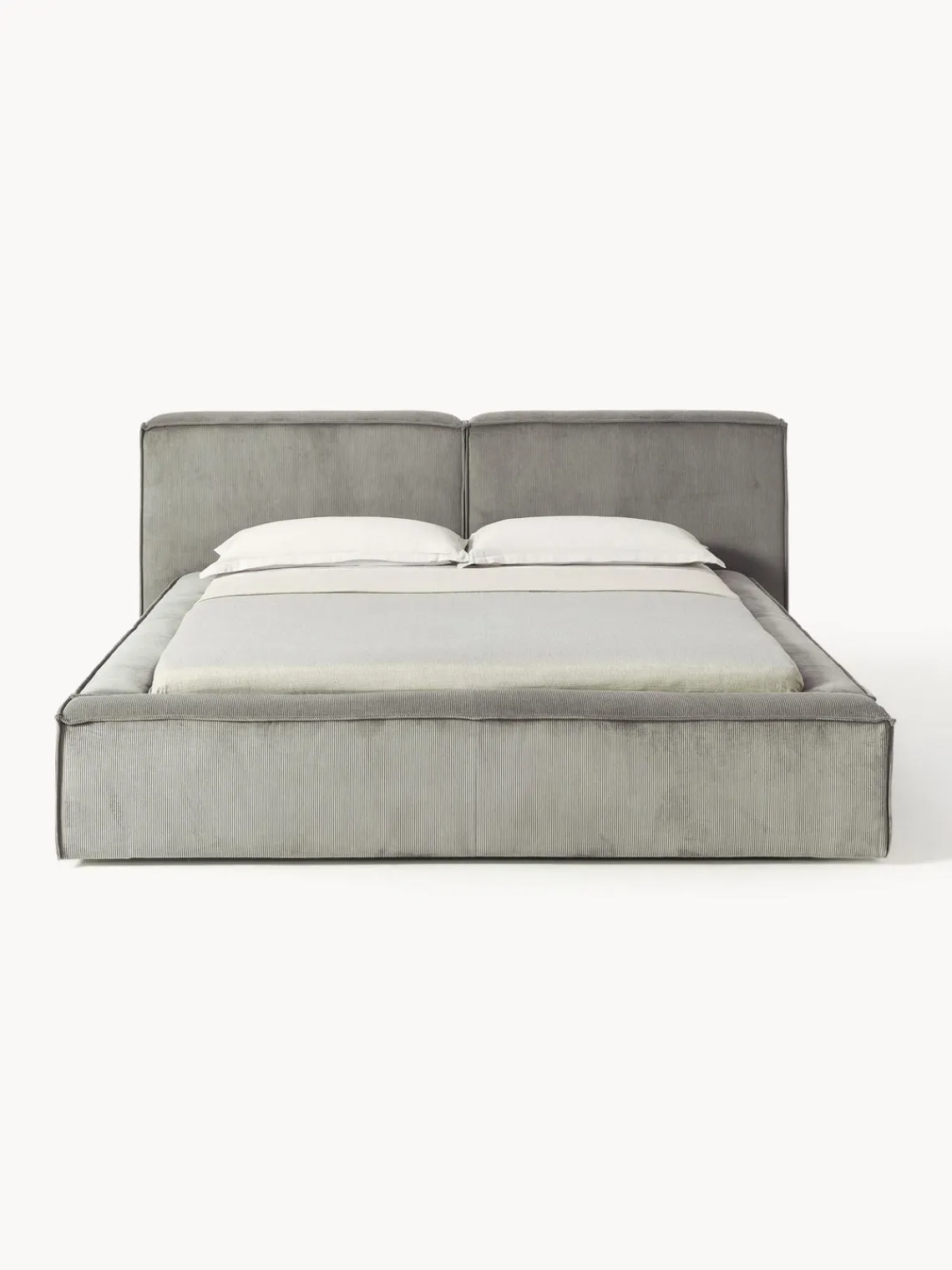 Camas Tapizadas|Camas>Westwing Collection Cama tapizada en pana Lennon Pana gris
