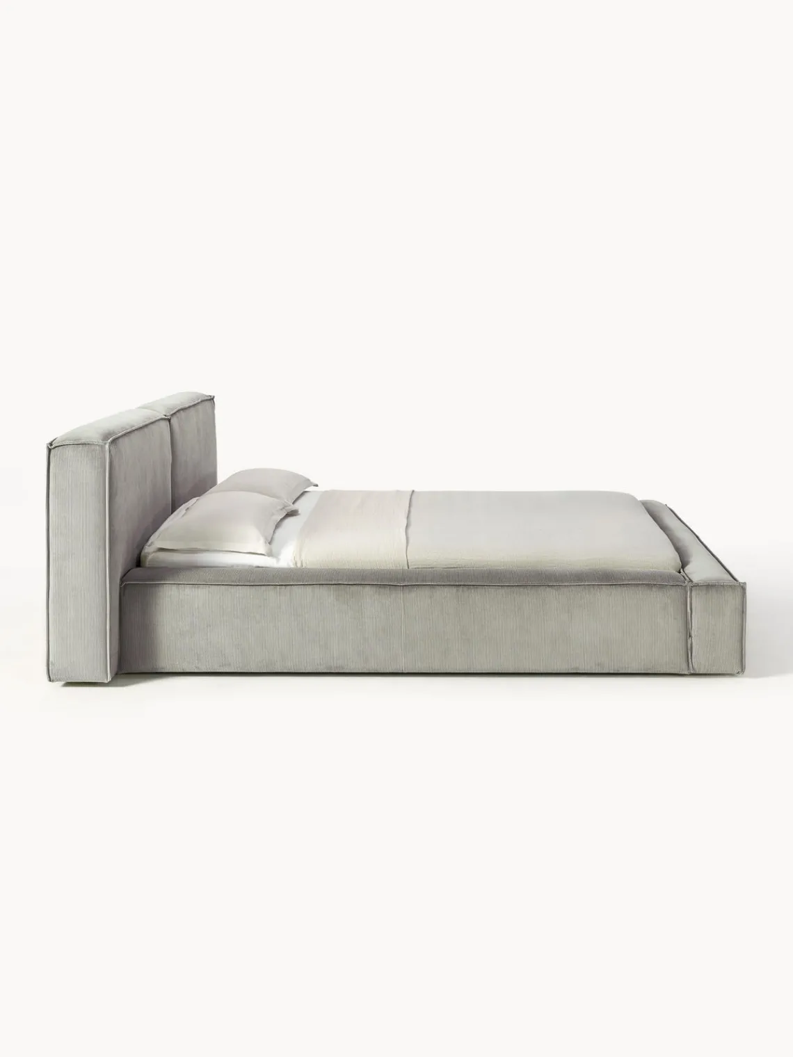 Camas Tapizadas|Camas>Westwing Collection Cama tapizada en pana Lennon Pana gris