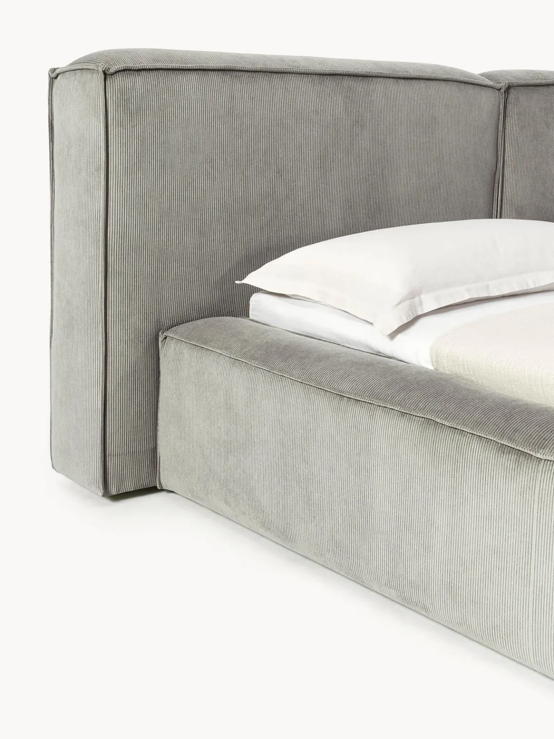 Camas Tapizadas|Camas>Westwing Collection Cama tapizada en pana Lennon Pana gris