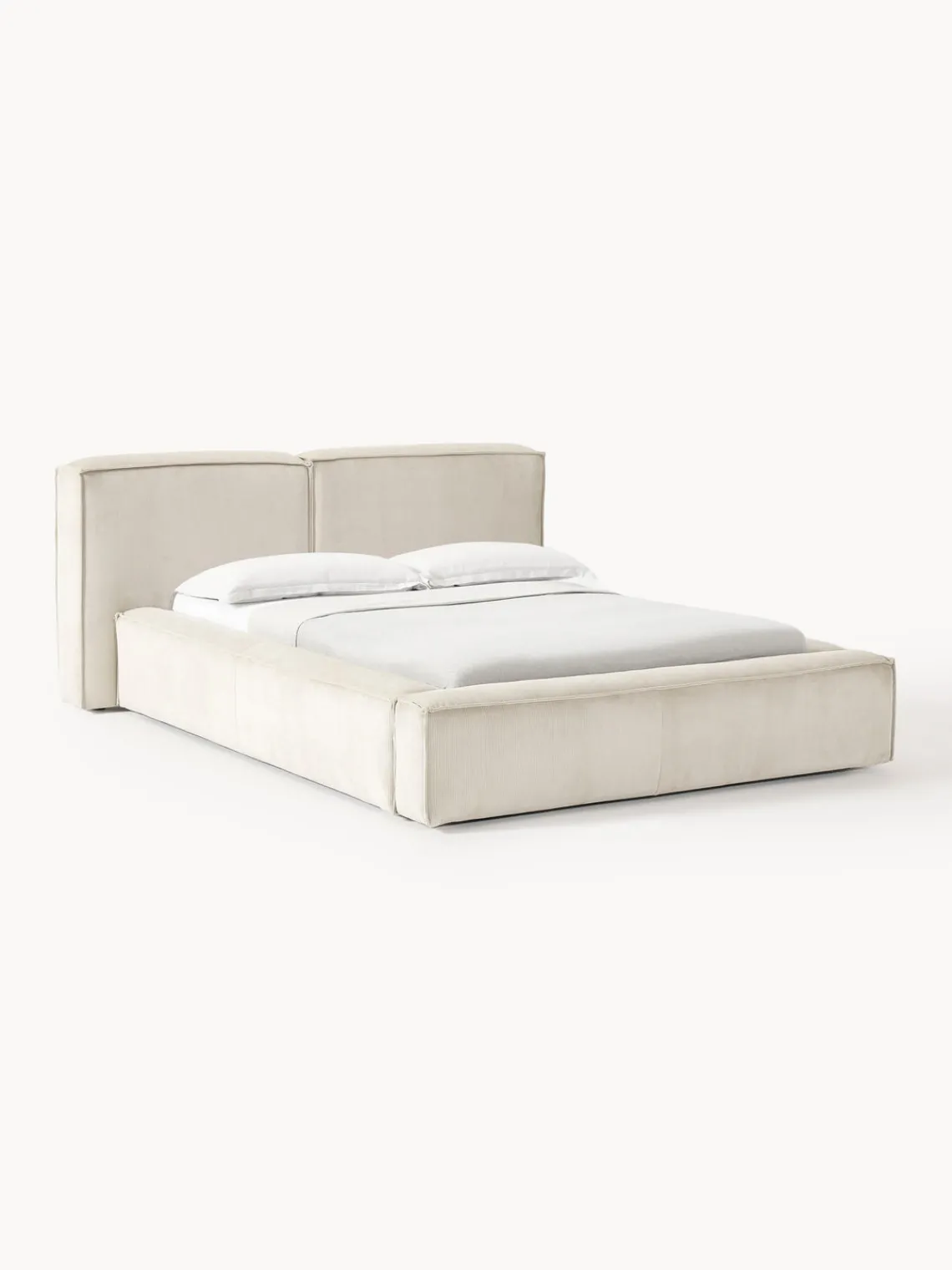 Online Cama tapizada en pana Lennon, con espacio de almacenamiento Camas Tapizadas|Camas