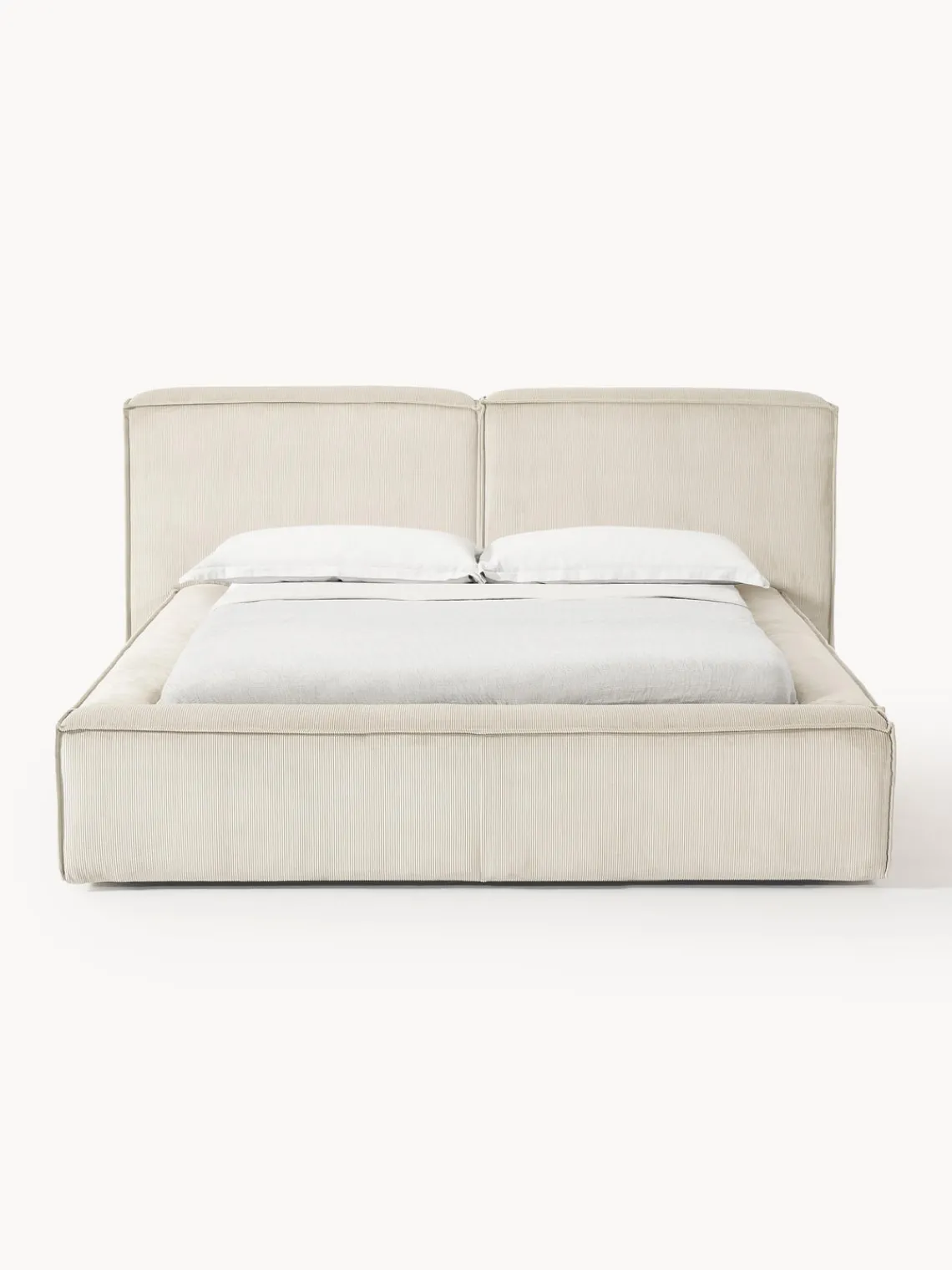 Online Cama tapizada en pana Lennon, con espacio de almacenamiento Camas Tapizadas|Camas