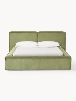 Clearance Cama tapizada en pana Lennon, con espacio de almacenamiento Camas Tapizadas|Camas