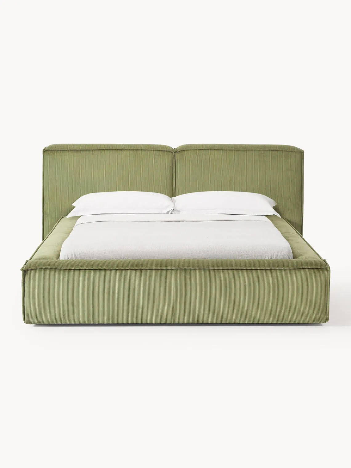 Clearance Cama tapizada en pana Lennon, con espacio de almacenamiento Camas Tapizadas|Camas