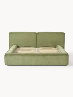 Clearance Cama tapizada en pana Lennon, con espacio de almacenamiento Camas Tapizadas|Camas