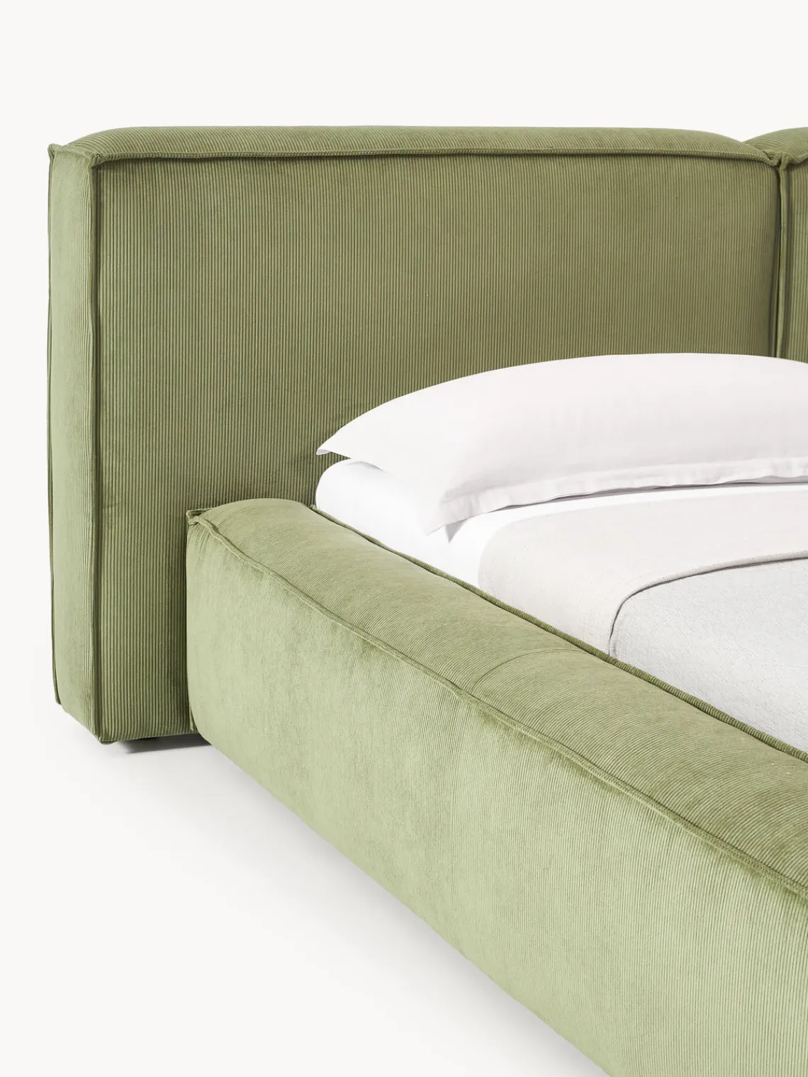 Clearance Cama tapizada en pana Lennon, con espacio de almacenamiento Camas Tapizadas|Camas