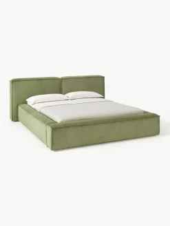 Camas Tapizadas|Camas>Westwing Collection Cama tapizada en pana Lennon Pana verde oliva