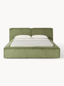 Camas Tapizadas|Camas></noscript>Westwing Collection Cama tapizada en pana Lennon Pana verde oliva