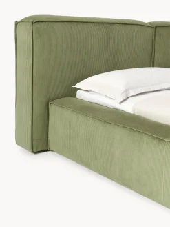 Camas Tapizadas|Camas></noscript>Westwing Collection Cama tapizada en pana Lennon Pana verde oliva