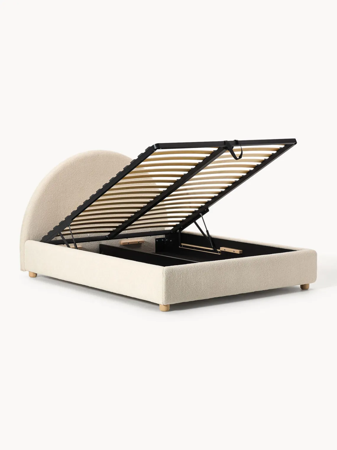 Discount Cama tapizada en tejido bouclé Ebba, con espacio de almacenamiento Camas Tapizadas|Camas