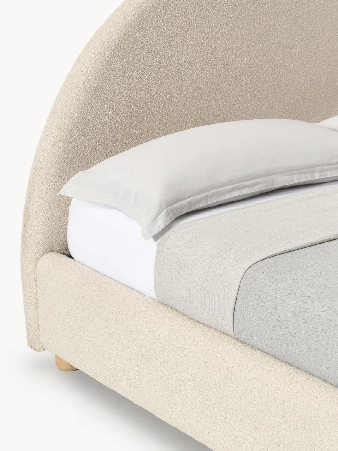 Discount Cama tapizada en tejido bouclé Ebba, con espacio de almacenamiento Camas Tapizadas|Camas