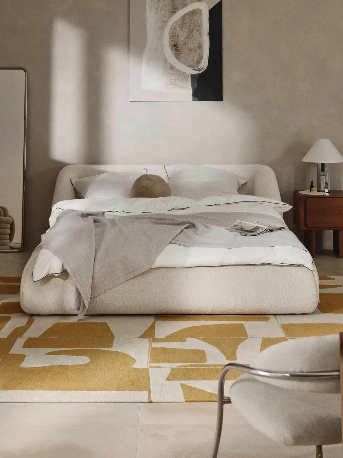 Discount Cama tapizada en tejido bouclé Sofia Camas Tapizadas|Camas