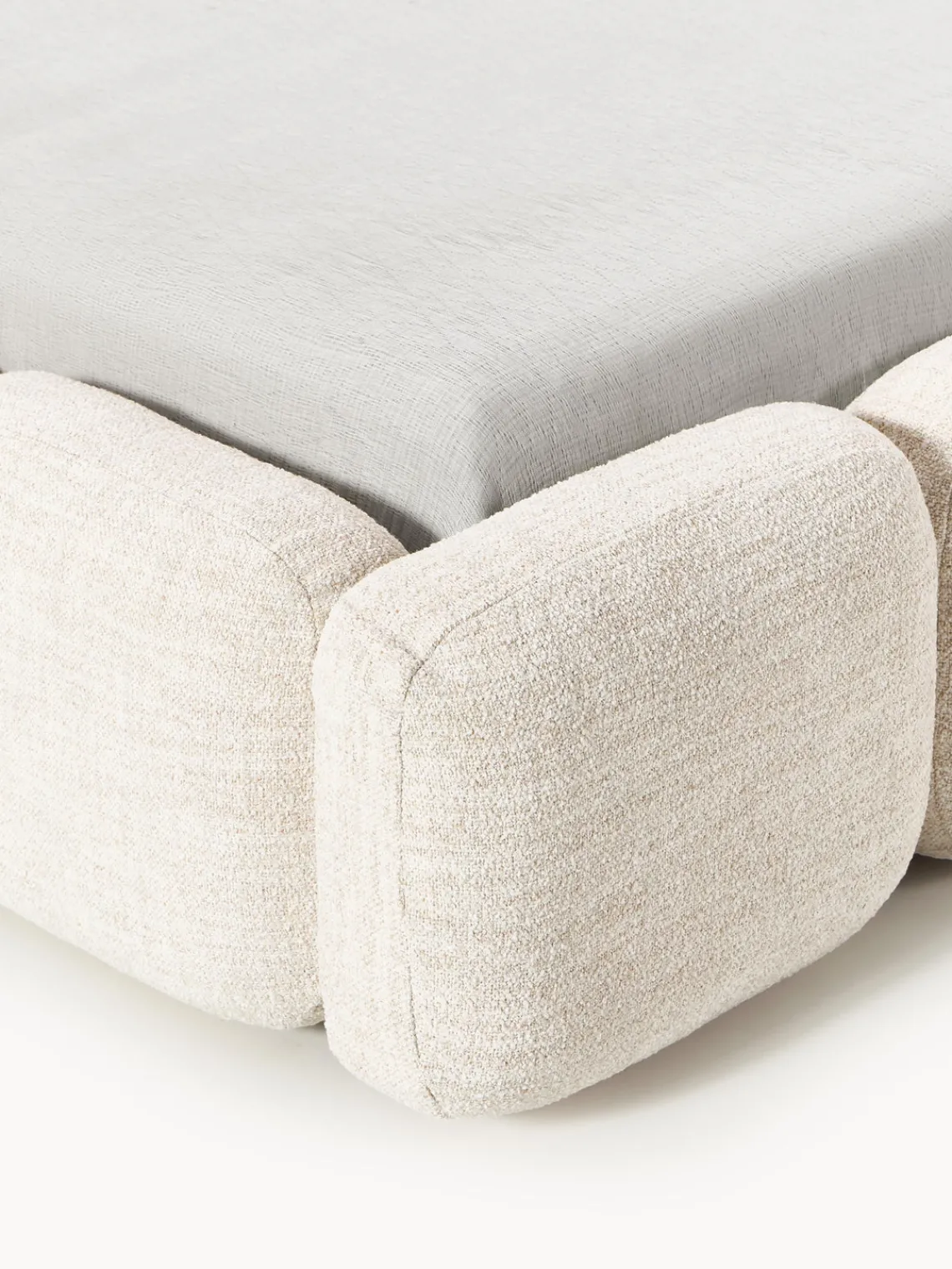 Cama tapizada en tejido bouclé con espacio de almacenamiento Tayla Camas Tapizadas|Camas