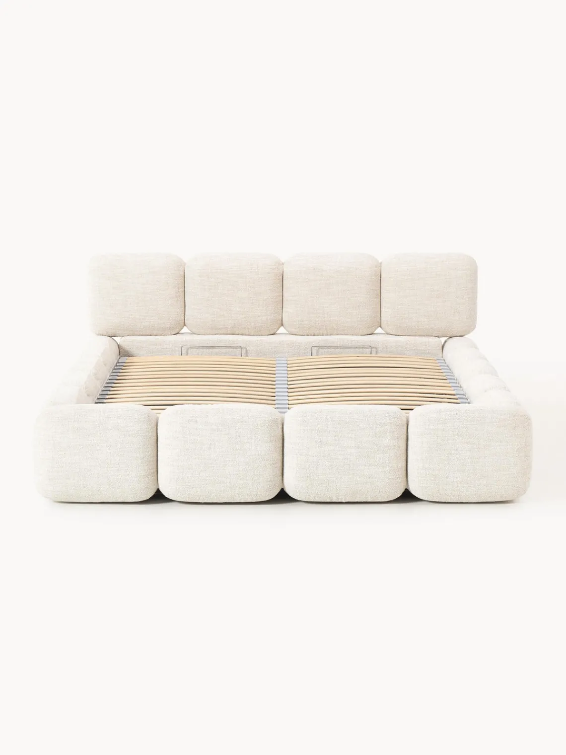 Cama tapizada en tejido bouclé con espacio de almacenamiento Tayla Camas Tapizadas|Camas