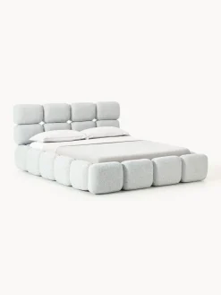 Outlet Cama tapizada en tejido bouclé con espacio de almacenamiento Tayla Camas Tapizadas|Camas