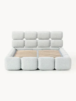 Outlet Cama tapizada en tejido bouclé con espacio de almacenamiento Tayla Camas Tapizadas|Camas