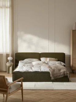 Sale Cama tapizada en tejido bouclé Lennon, con espacio de almacenamiento Camas Tapizadas|Camas