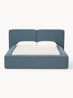 Camas Tapizadas|Camas></noscript>Westwing Collection Cama tapizada en tejido bouclé Lennon Bouclé gris azulado