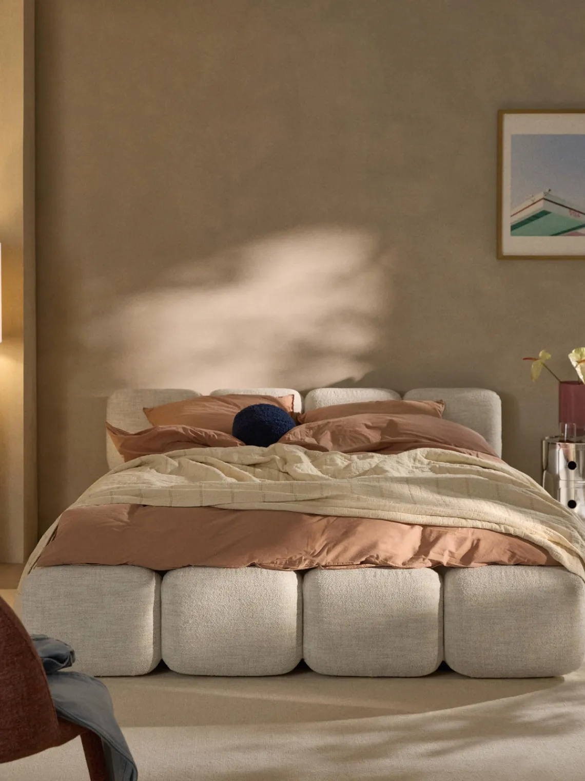 New Cama tapizada en tejido bouclé Tayla Camas Tapizadas|Camas