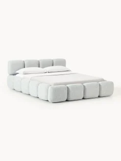New Cama tapizada en tejido bouclé con espacio de almacenamiento Tayla Camas Tapizadas|Camas