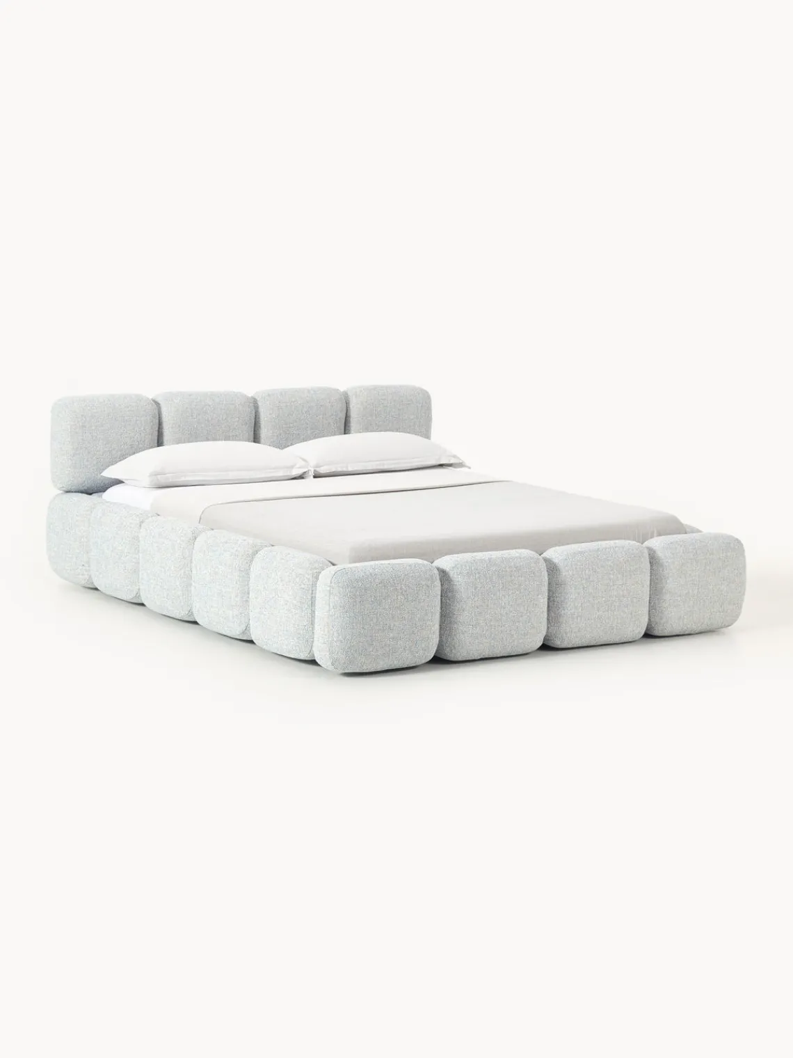New Cama tapizada en tejido bouclé con espacio de almacenamiento Tayla Camas Tapizadas|Camas