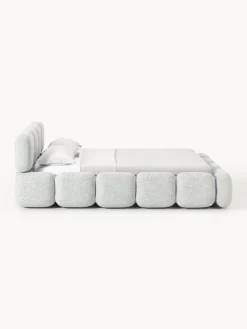 New Cama tapizada en tejido bouclé con espacio de almacenamiento Tayla Camas Tapizadas|Camas