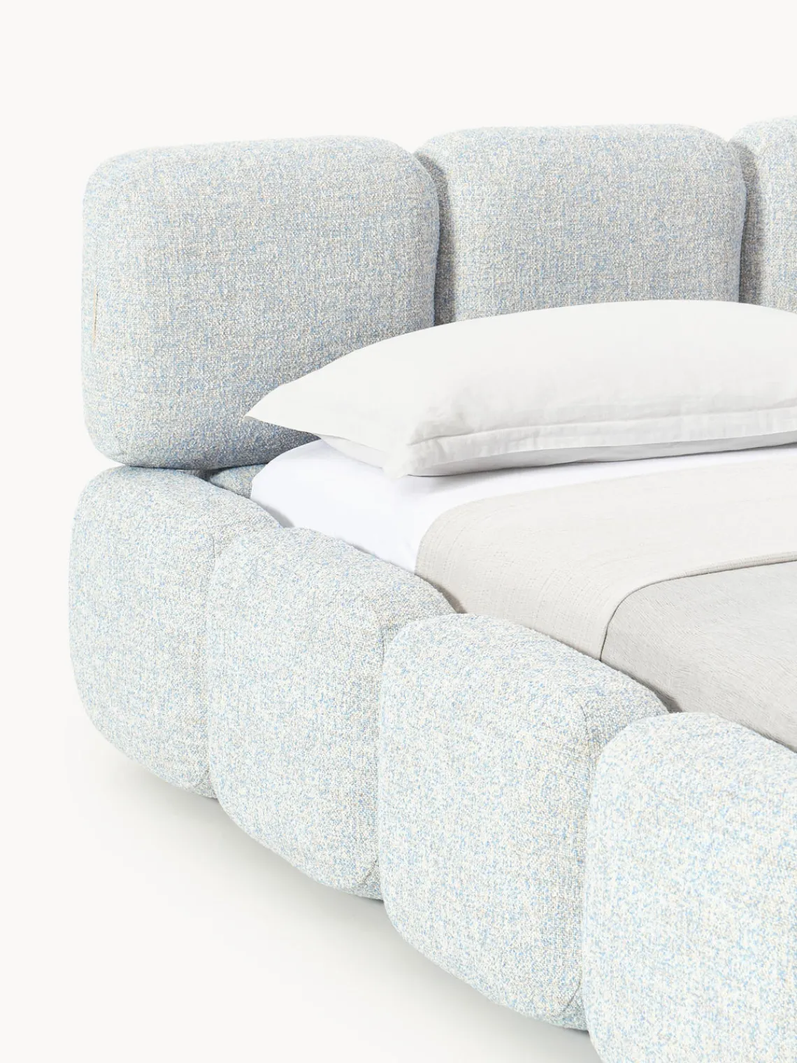 New Cama tapizada en tejido bouclé con espacio de almacenamiento Tayla Camas Tapizadas|Camas