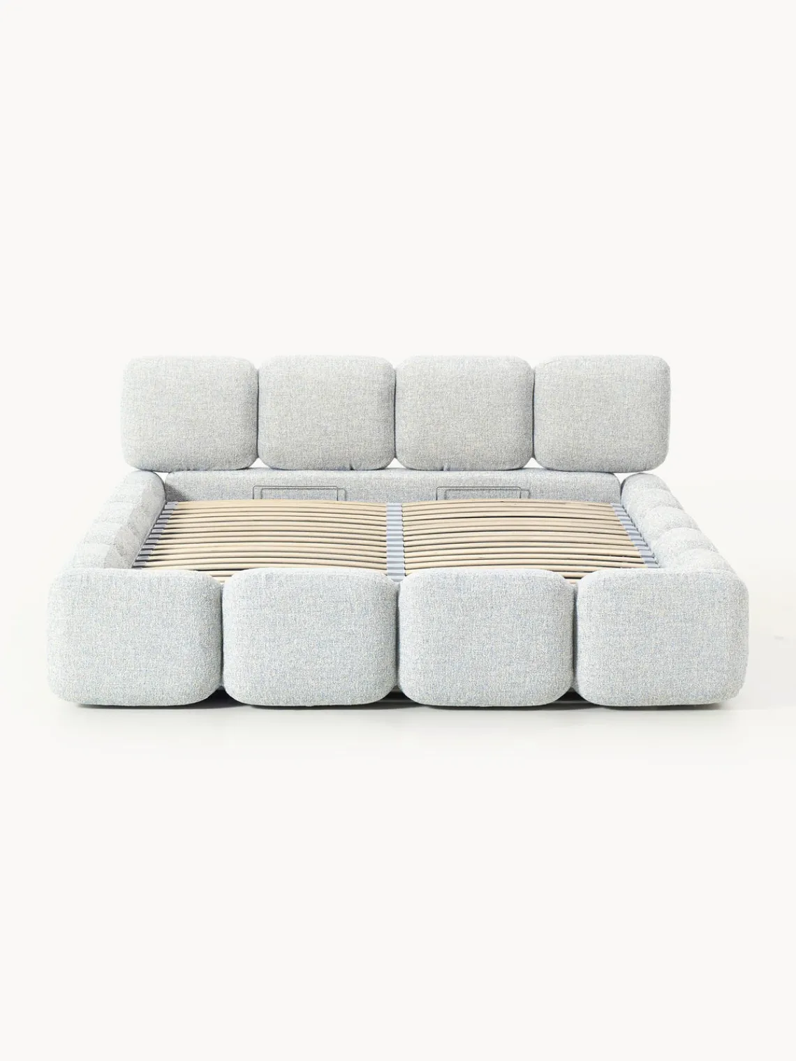 New Cama tapizada en tejido bouclé con espacio de almacenamiento Tayla Camas Tapizadas|Camas