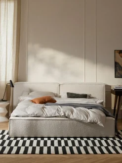 Camas Tapizadas|Camas>Westwing Collection Cama tapizada en tejido bouclé Lennon Bouclé blanco Off White