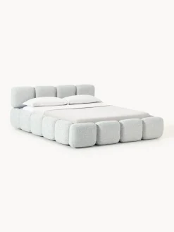 Hot Cama tapizada en tejido bouclé Tayla Camas Tapizadas|Camas