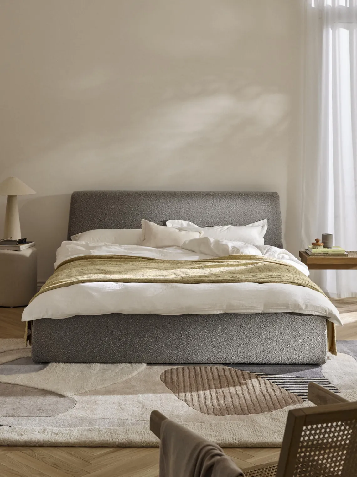 Online Cama tapizada en tejido bouclé Cloud Camas Tapizadas|Camas