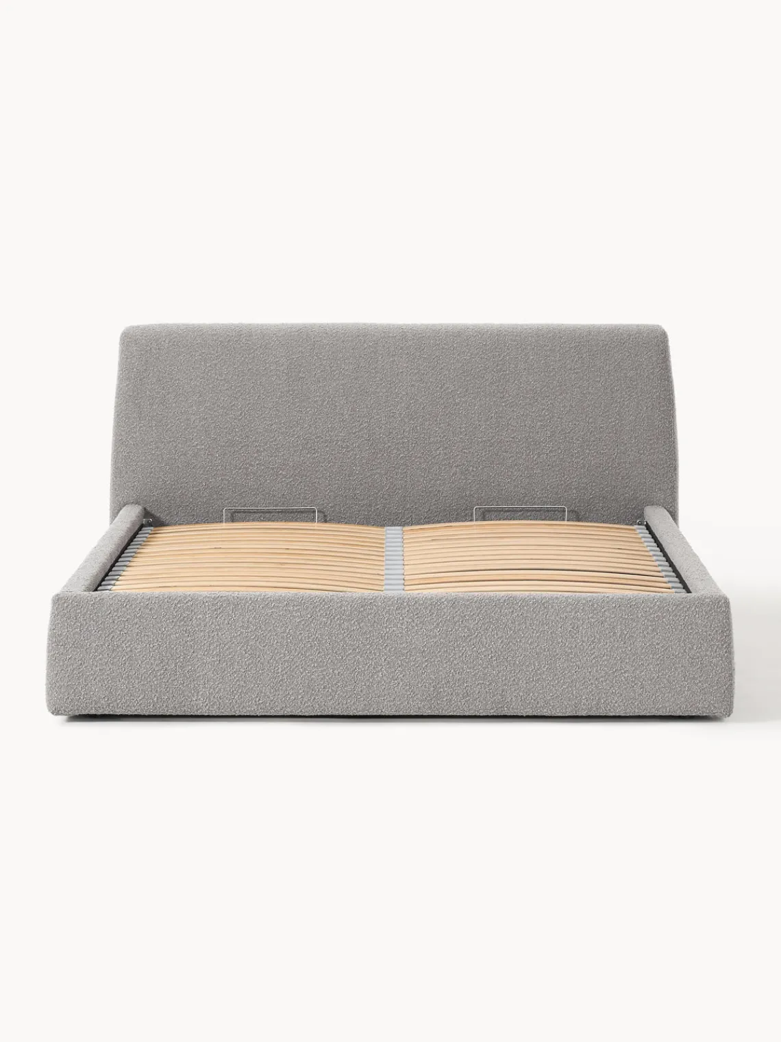 Camas Tapizadas|Camas>Westwing Collection Cama tapizada en tejido bouclé con espacio de almacenaje Cloud Bouclé gris