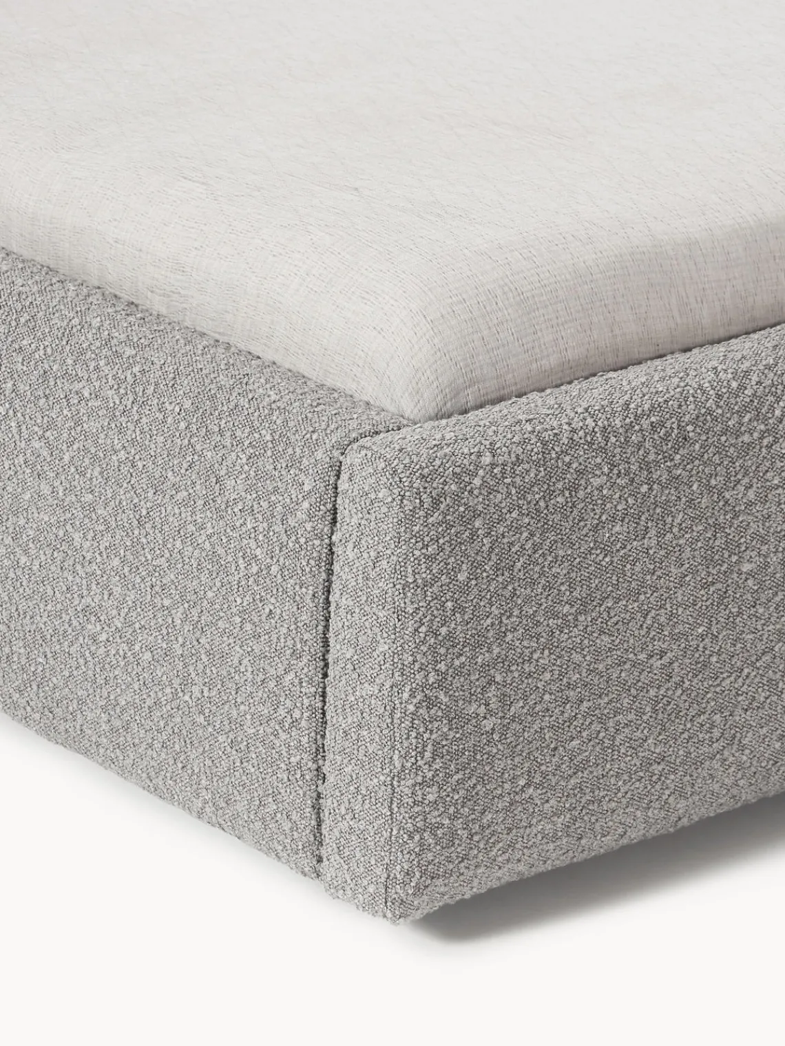 Camas Tapizadas|Camas>Westwing Collection Cama tapizada en tejido bouclé con espacio de almacenaje Cloud Bouclé gris