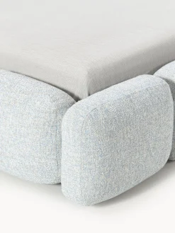 Camas Tapizadas|Camas></noscript>Westwing Collection Cama tapizada en tejido bouclé Tayla Bouclé azul claro