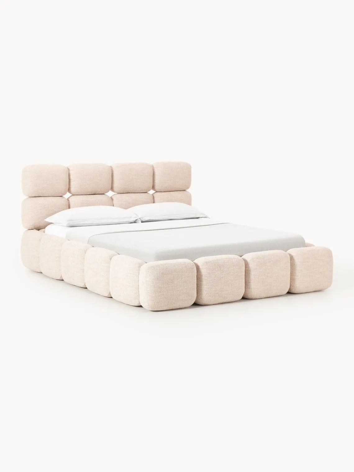 Sale Cama tapizada en tejido bouclé con espacio de almacenamiento Tayla Camas Tapizadas|Camas