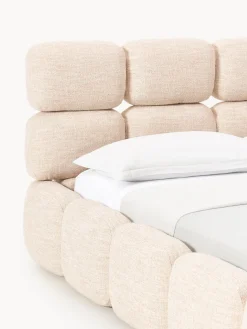 Sale Cama tapizada en tejido bouclé con espacio de almacenamiento Tayla Camas Tapizadas|Camas