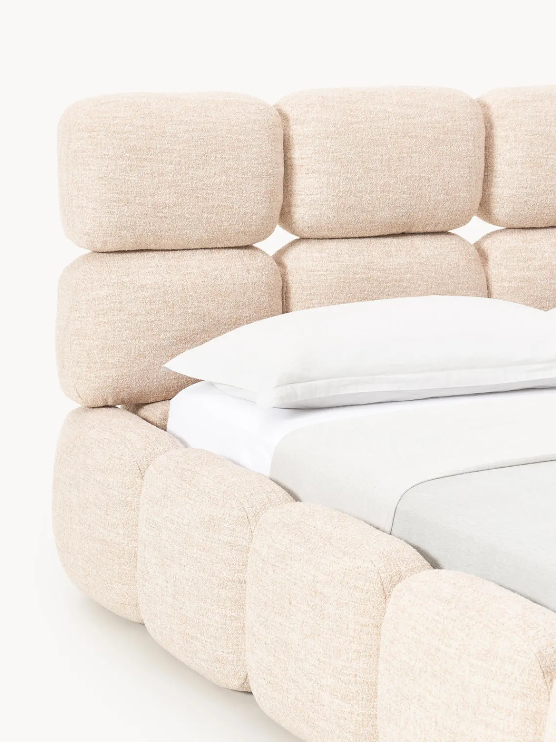 Sale Cama tapizada en tejido bouclé con espacio de almacenamiento Tayla Camas Tapizadas|Camas