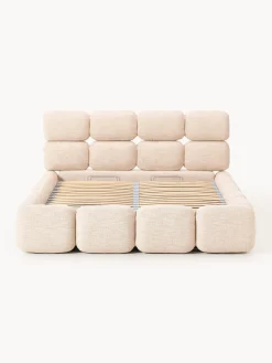 Sale Cama tapizada en tejido bouclé con espacio de almacenamiento Tayla Camas Tapizadas|Camas
