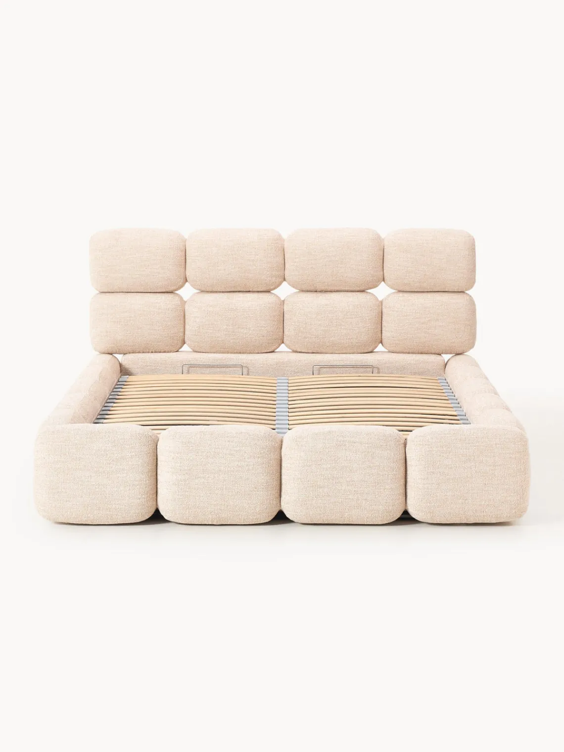 Sale Cama tapizada en tejido bouclé con espacio de almacenamiento Tayla Camas Tapizadas|Camas