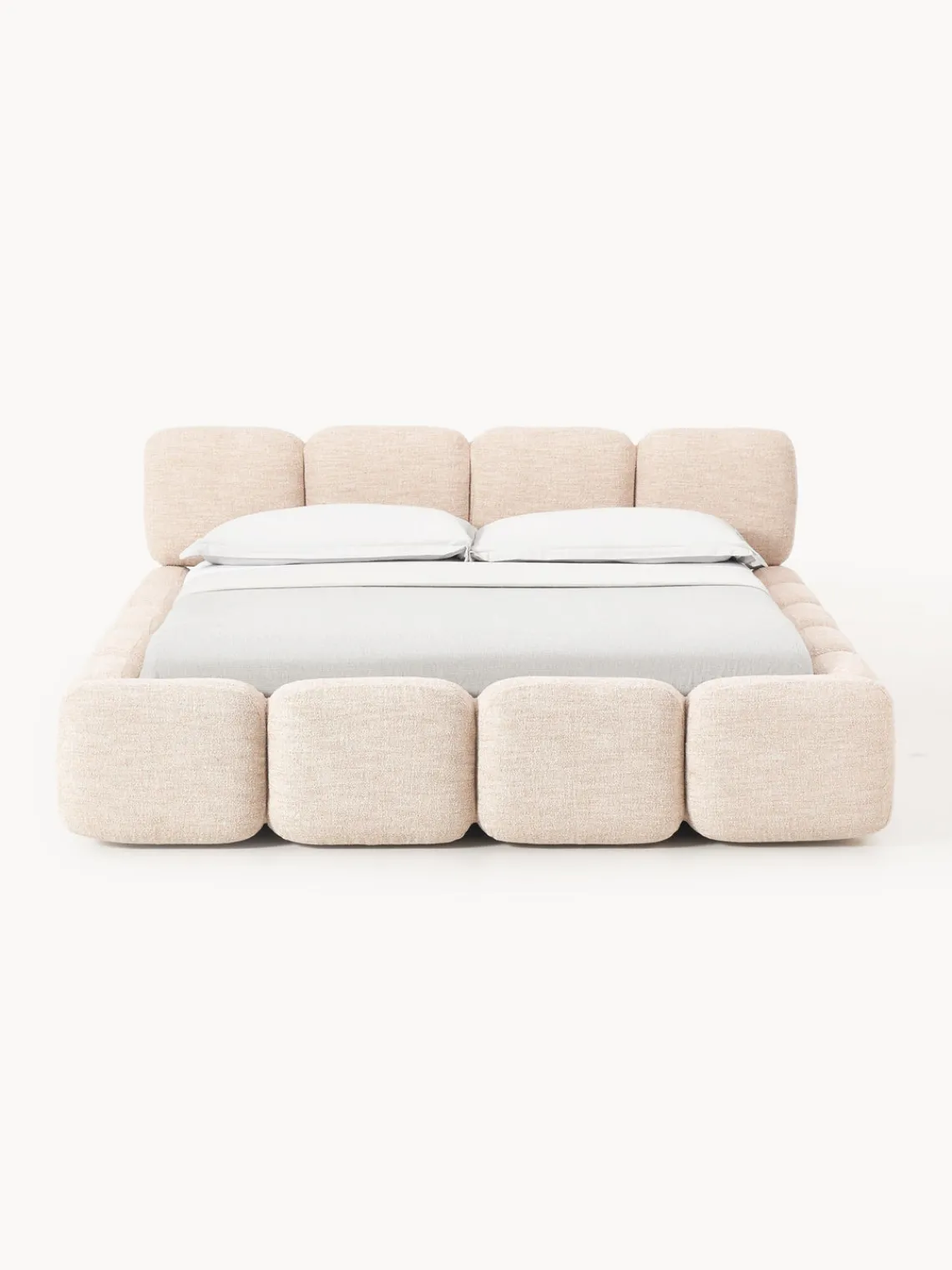 Clearance Cama tapizada en tejido bouclé con espacio de almacenamiento Tayla Camas Tapizadas|Camas